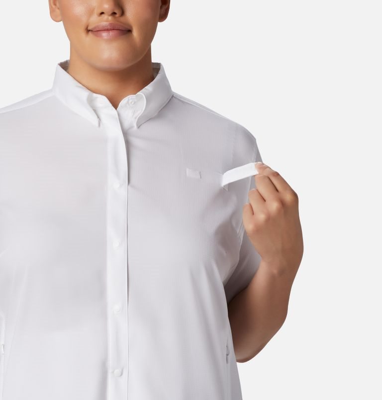 Women's Columbia PFG Tamiami II Short Sleeve Shirts White | Plus Size CA-S1C53